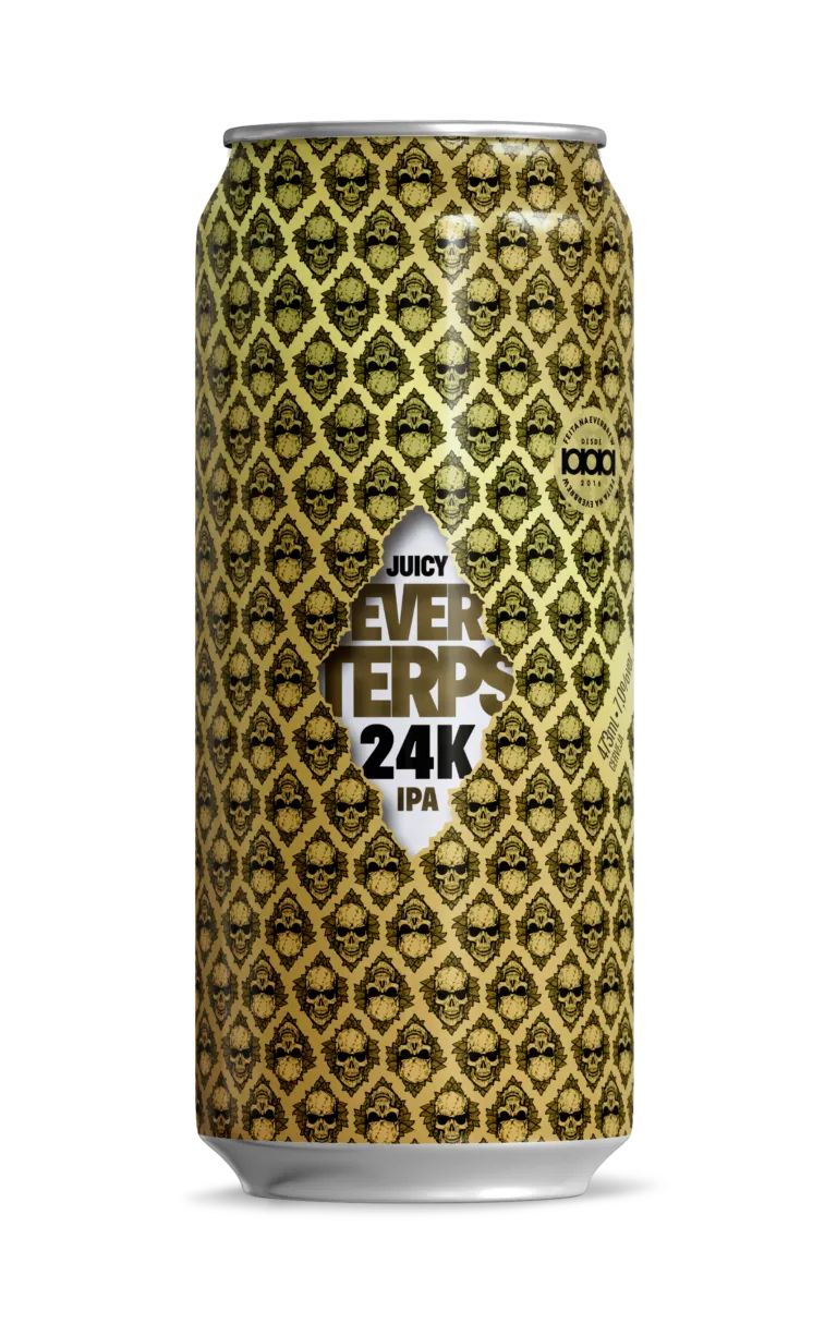 Lata demonstrativa do rótulo EVERTERPS 24K 473ml.