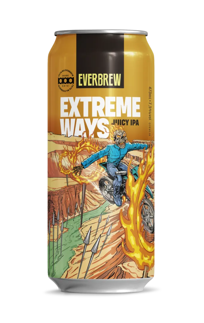 Lata com o rótulo Extreme Ways 473ml da Cervejaria Everbrew.