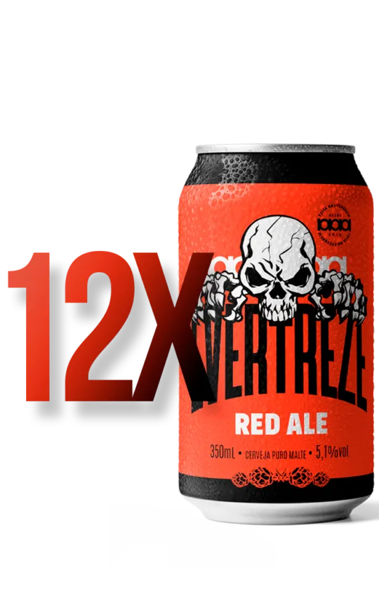 Mockup Caixa 12 unidades Evertreze Red Ale lata 350ml.